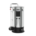 Grainfather G30v3 bryggemaskin i rustfritt stål med svart base og kontrollpanel.