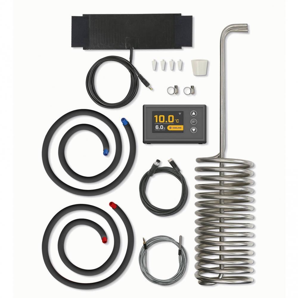 Grainfather Glycol Chiller Adapter Kit med temperaturkontroller, kjølespiral og varmematte.