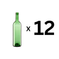 12 grønne Bordeaux-vinflasker 750 ml i eske
