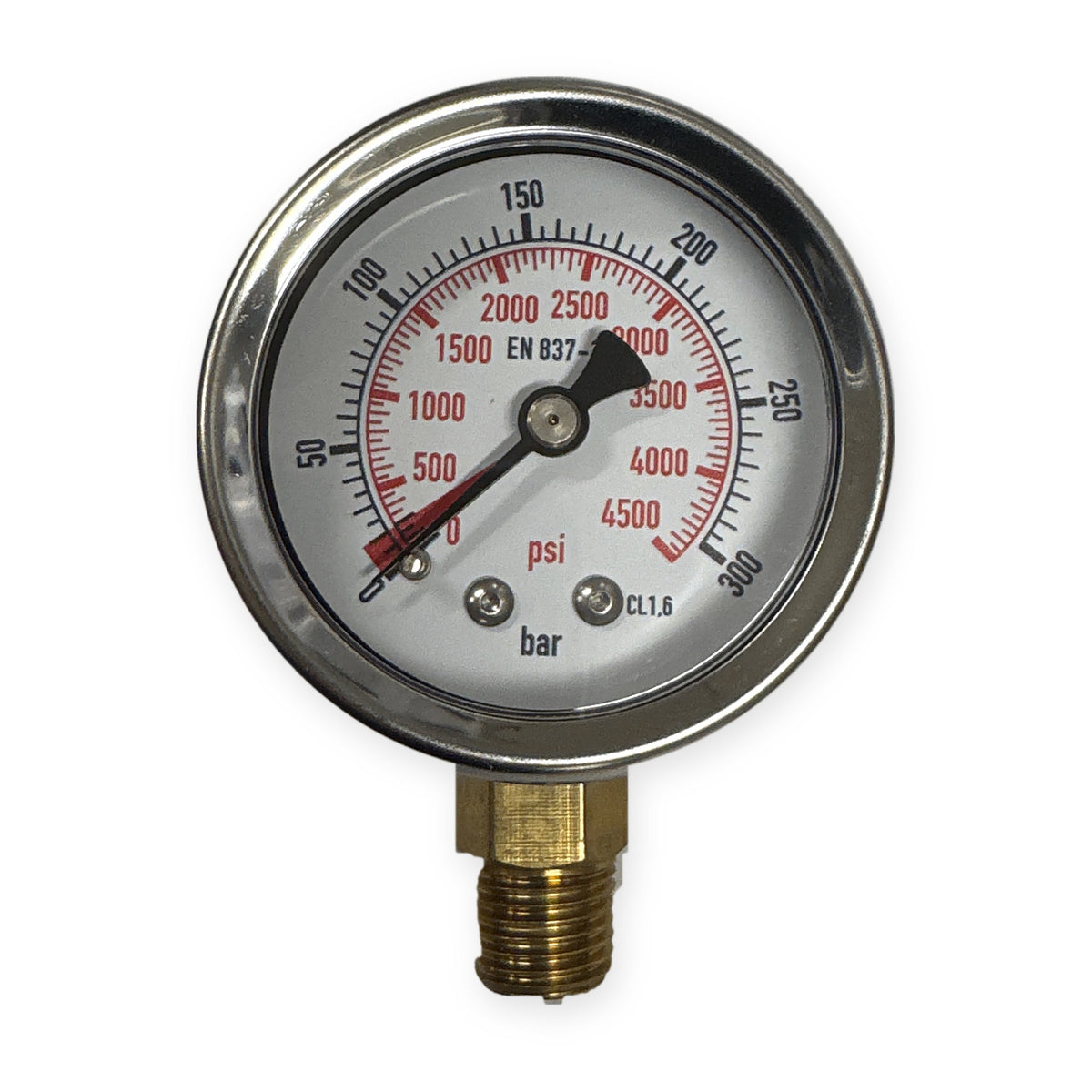 Høytrykksmanometer 50 mm 0–300 bar med 1/4" NPT-gjenge