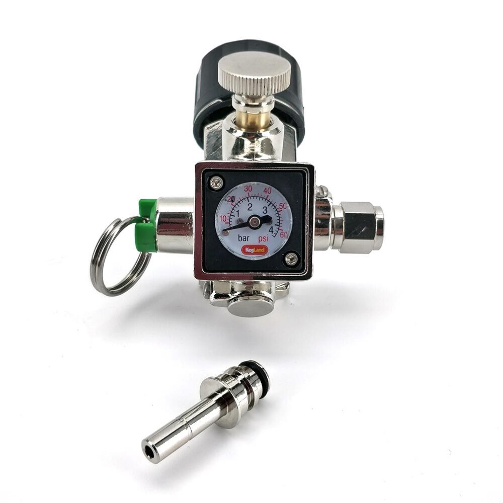 KegLand Mini 360 Core Actuator Regulator med manometer og CO2-adapter.