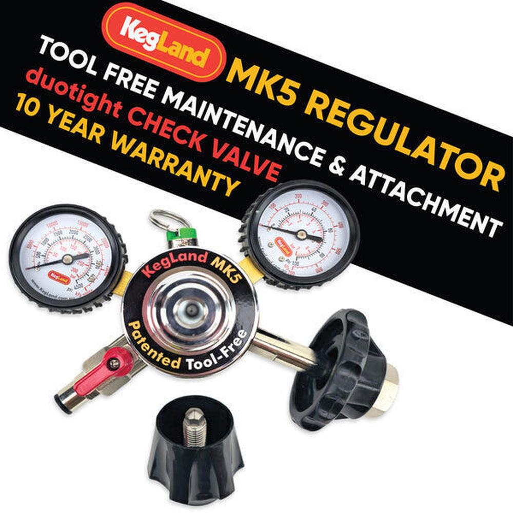 KegLand MK5 CO2-regulator med to manometre, verktøyfri tilkobling og 8 mm DuoTight.