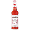 Monin Kirsebærblomstsirup 70 cl i glassflaske med rød væske og etikett med rosa blomster.