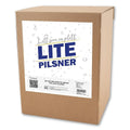 Lite Pilsner ølsett for 20L, lavkarbo, i brun pappeske med hvit etikett.