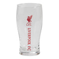 Klart Liverpool pintglass med rød L.F.C. logo og "LIVERPOOL FC" tekst.