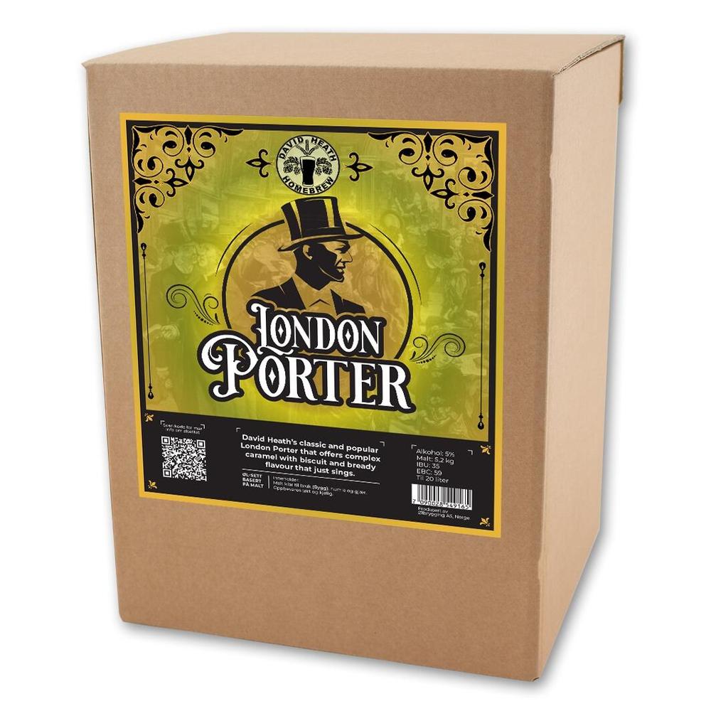 London Porter allgrain ølsett i pappeske med David Heath-logo og etikett.