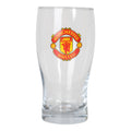 Offisielt lisensiert Manchester United pintglass i klart glass med klubbens røde og gule logo.