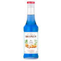 Monin Blue Curacao sirup 0,25L flaske med blå væske og appelsindesign.