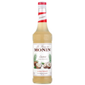 Monin Kokosnøttsirup 70 cl flaske med rød og hvit etikett, kokosnøttdesign.