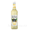 Monin Piña Colada mix 100 cl flaske med ananas og kokosnøtt på etiketten.