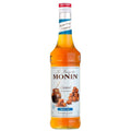Monin Sukkerfri Karamellsirup 70 cl flaske med karamell og tekst.