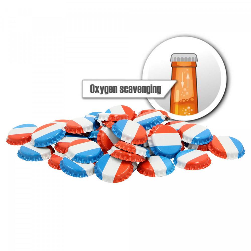 OxyCaps flaskekapsler 26 mm med nederlandsk/fransk flaggdesign for øl – 100 stk