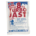 Norsk Turbogjær 8kg pakke med rød tekst og norsk flagg.