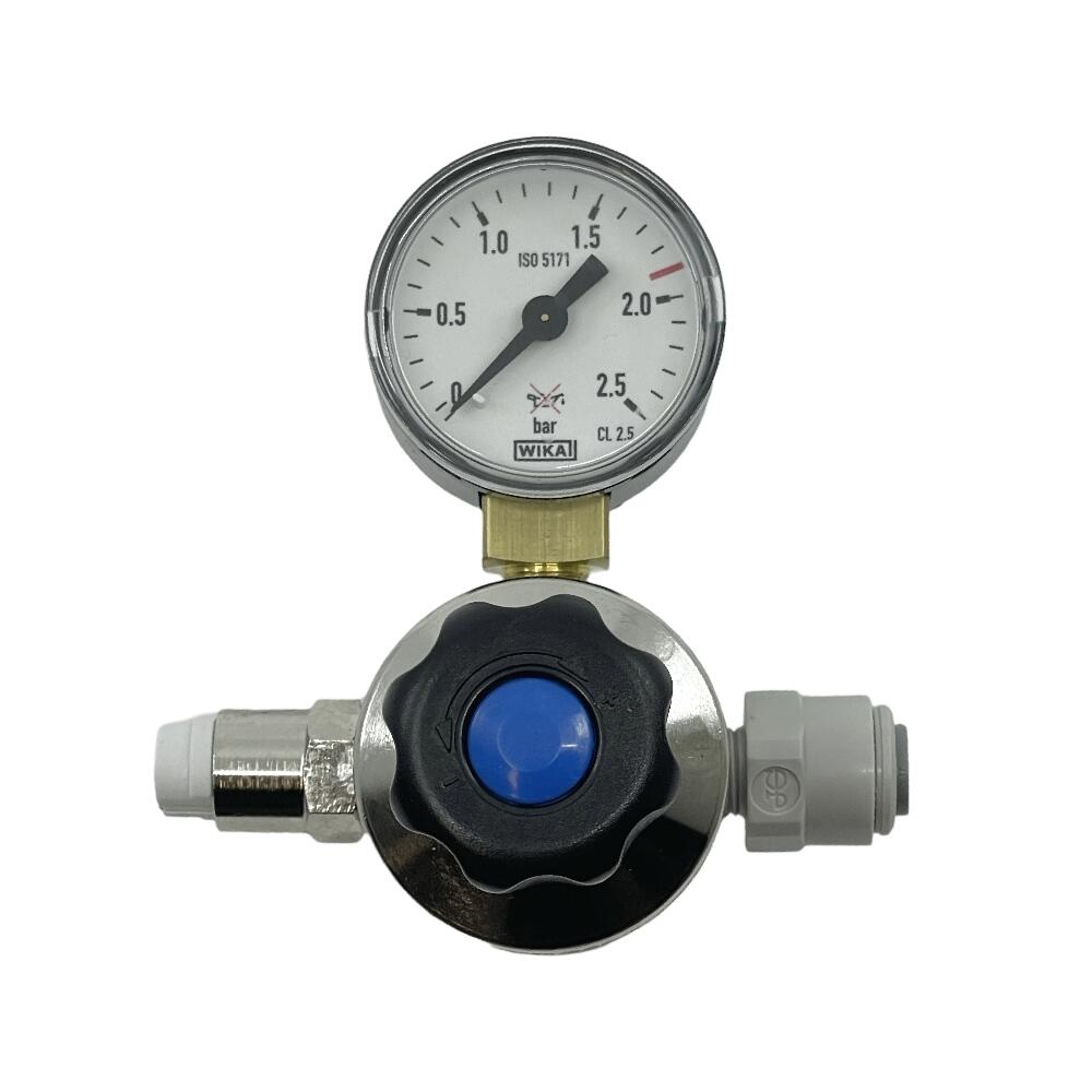 Oxyturbo Minor O2 oksygenregulator med manometer og 1/4" hurtigkobling.
