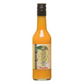 35 cl glassflasker med sort kapsel, og oransj innhold, som er pasjonsfrukt drinkmiks fra barking ab