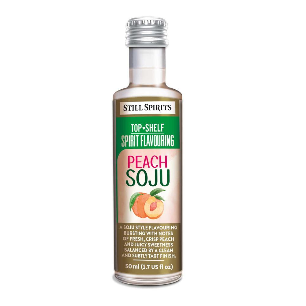 Still Spirits Peach Soju essens 50 ml – flaske med ferskenmotiv for hjemmebrygging