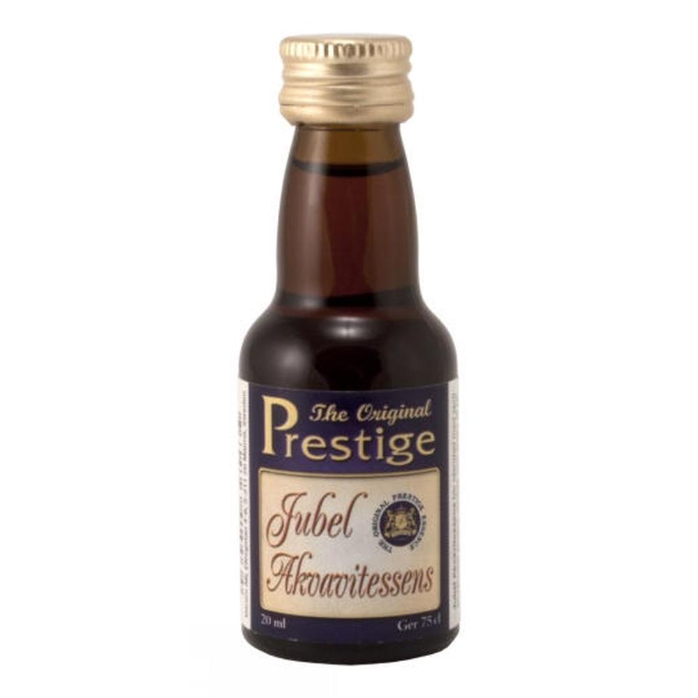 Prestige Jubel Akevitt Essens 20 ml flaske med gullkork.