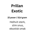 Prillan Exotic helhvit slim snus, 22 poser / 15,4 gram, sterk med eksotisk smak.