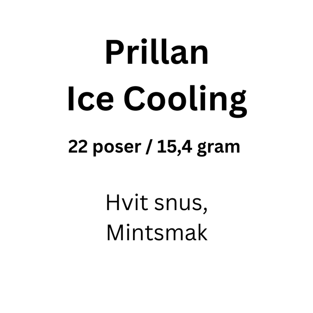 Prillan Ice Cooling hvit snus, 22 poser / 15,4 gram, med mintsmak.
