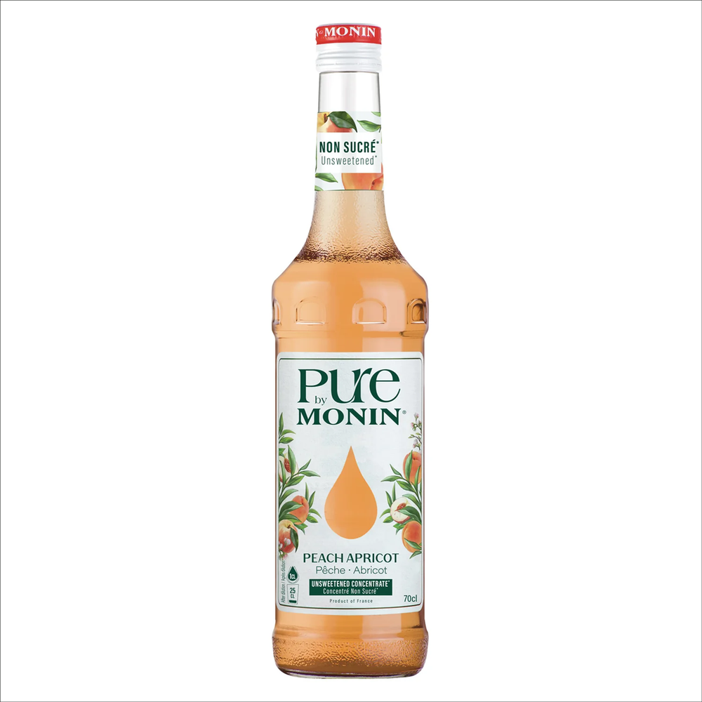 Pure by Monin Peach Apricot sukkerfri konsentrat 0,7 L flaske.
