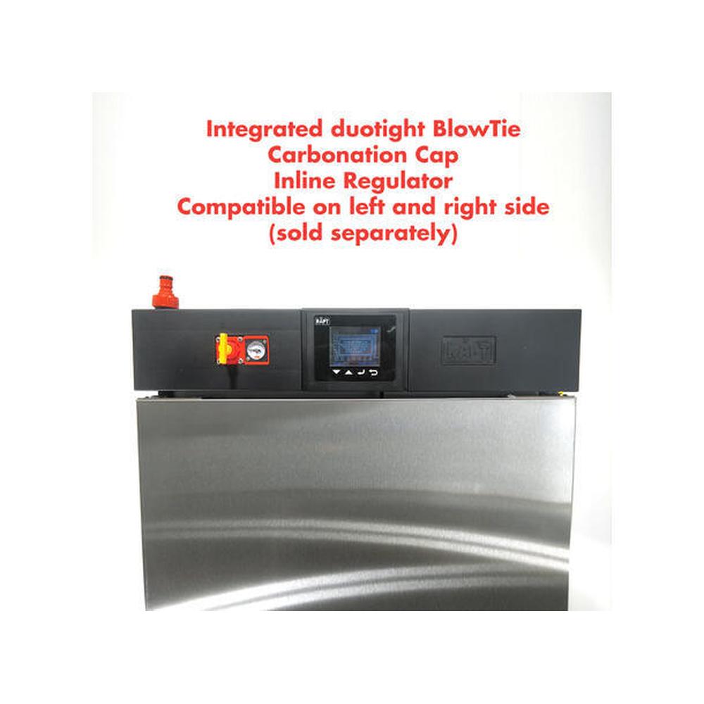 RAPT Fermentation Chamber med integrert kontrollenhet, fargedisplay og tilkoblinger for regulator.