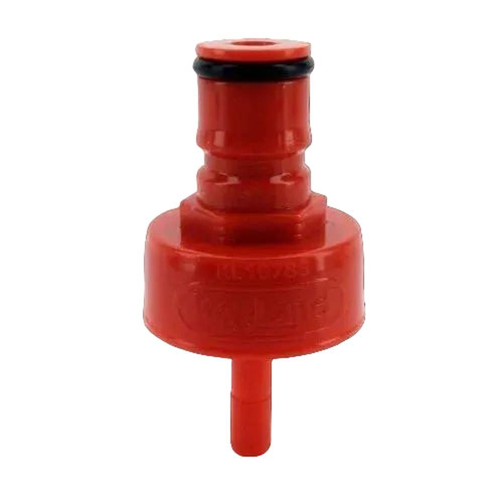 Rød plast ball lock tilkobling for FermZilla, med nippel for DuoTight hurtigkobling.