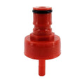 Rød plast ball lock tilkobling for FermZilla, med nippel for DuoTight hurtigkobling.