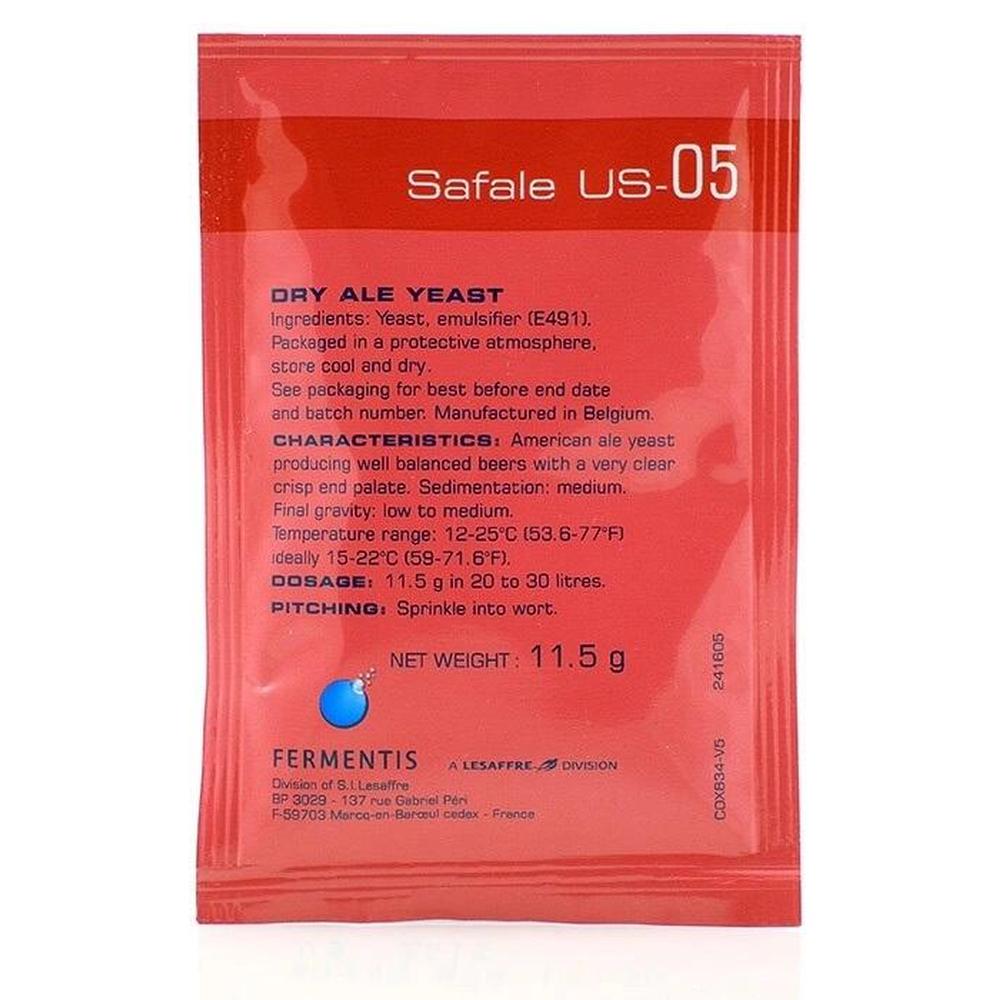 Safale US-05 tørrgjær 11,5g for amerikansk ale – hjemmebrygg