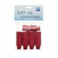 Pose med 10 stk røde gjennbrukbare gummikorker som passer til vin, saft 
