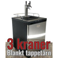 Series X Kegerator med 3 blankpolerte tappekraner, svart topp og rustfritt stålfront.