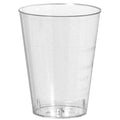 Klar plast shotglass med målestrek på 2 cl og 4 cl, 5 cl til toppen.
