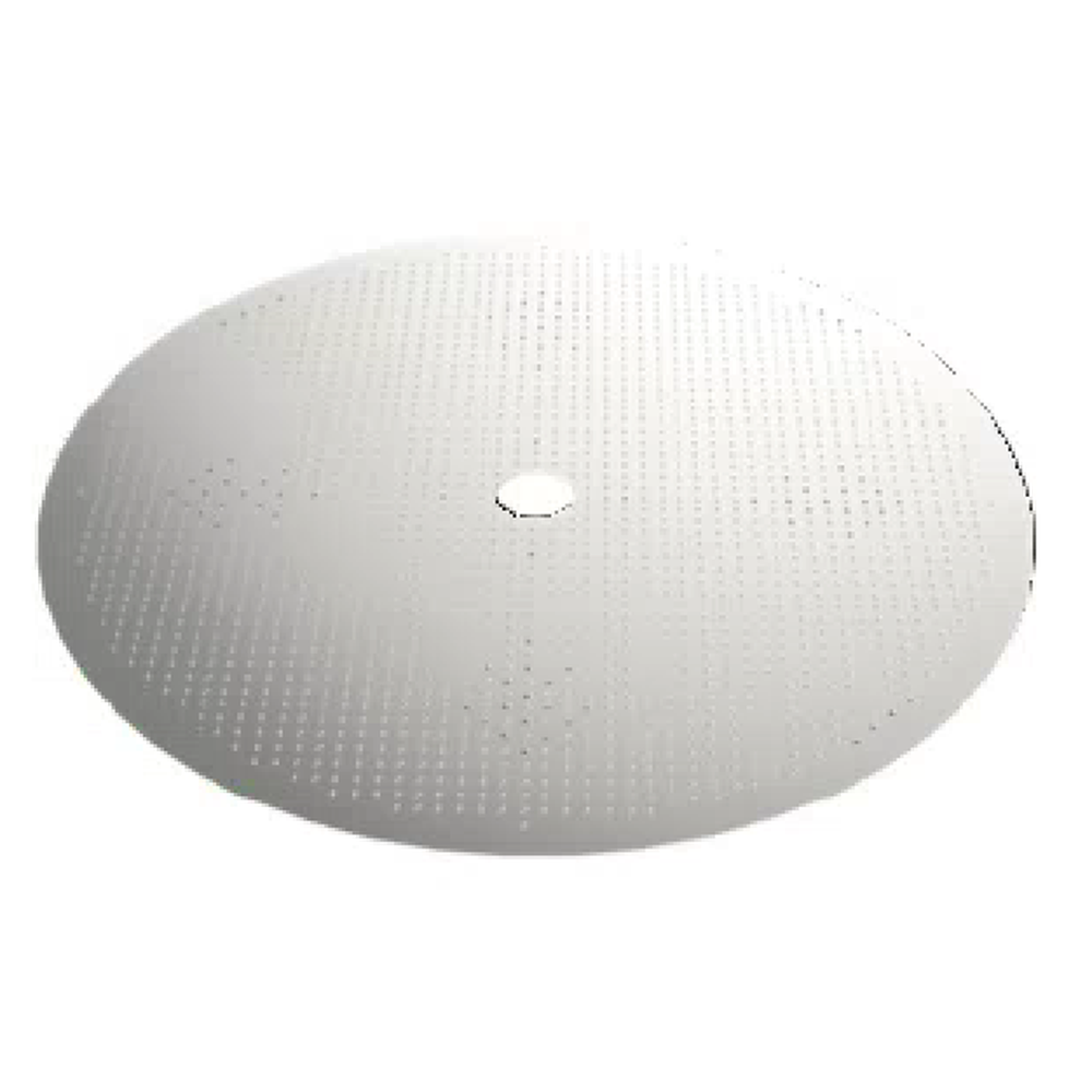 Sølvfarget perforert bunnplate i metall for Grainfather G30 meskekurv, rund med senterhull.
