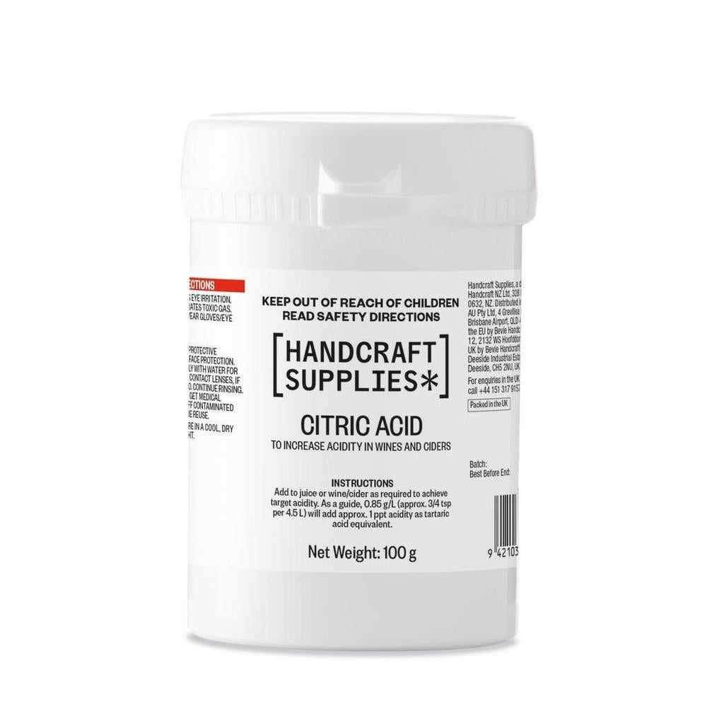 Handcraft Supplies sitronsyre 100g i hvit beholder – hjemmebrygg