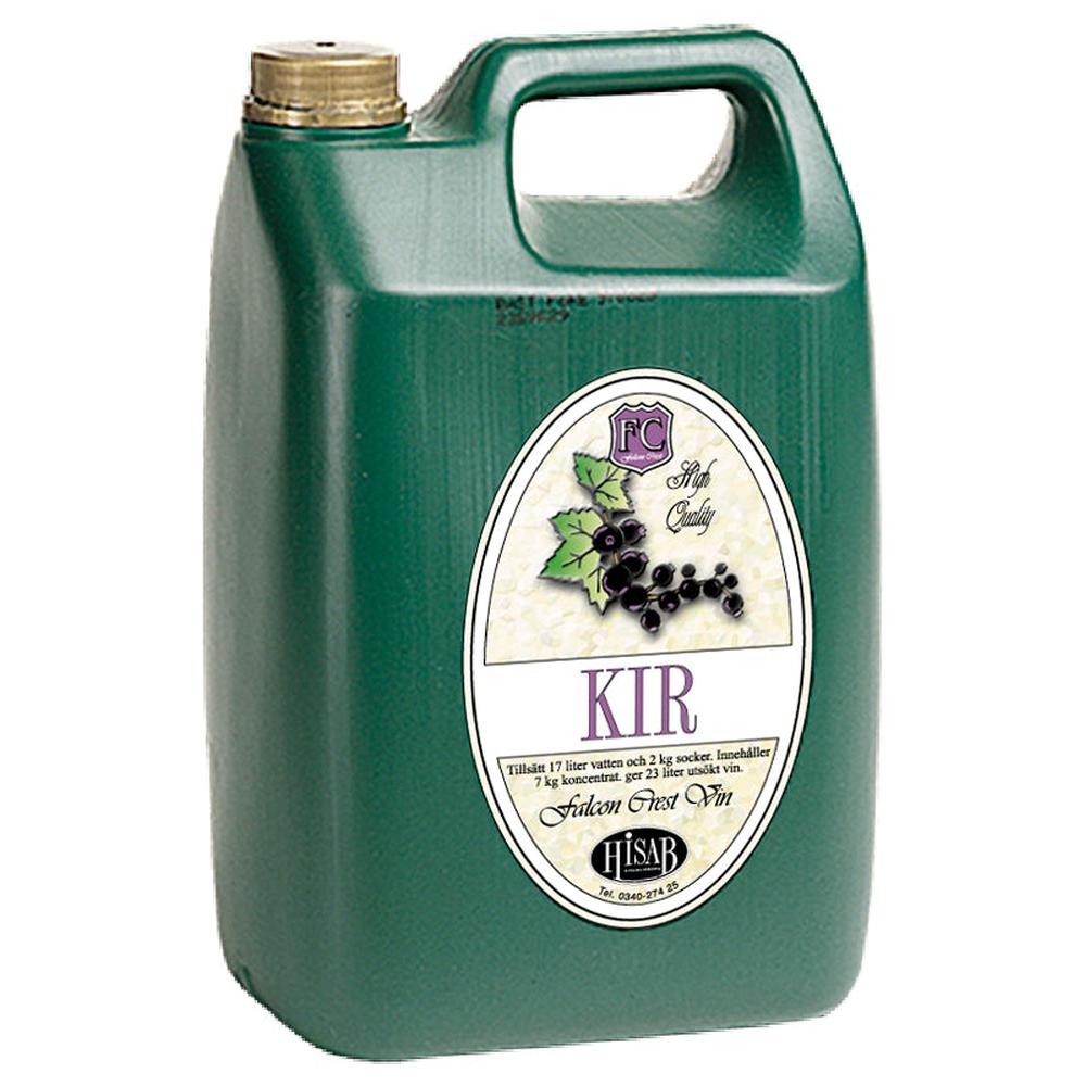 Grønn plastkanne med 7 kg Falcon Crest solbærvin-konsentrat for 23 liter vin – hjemmebrygg