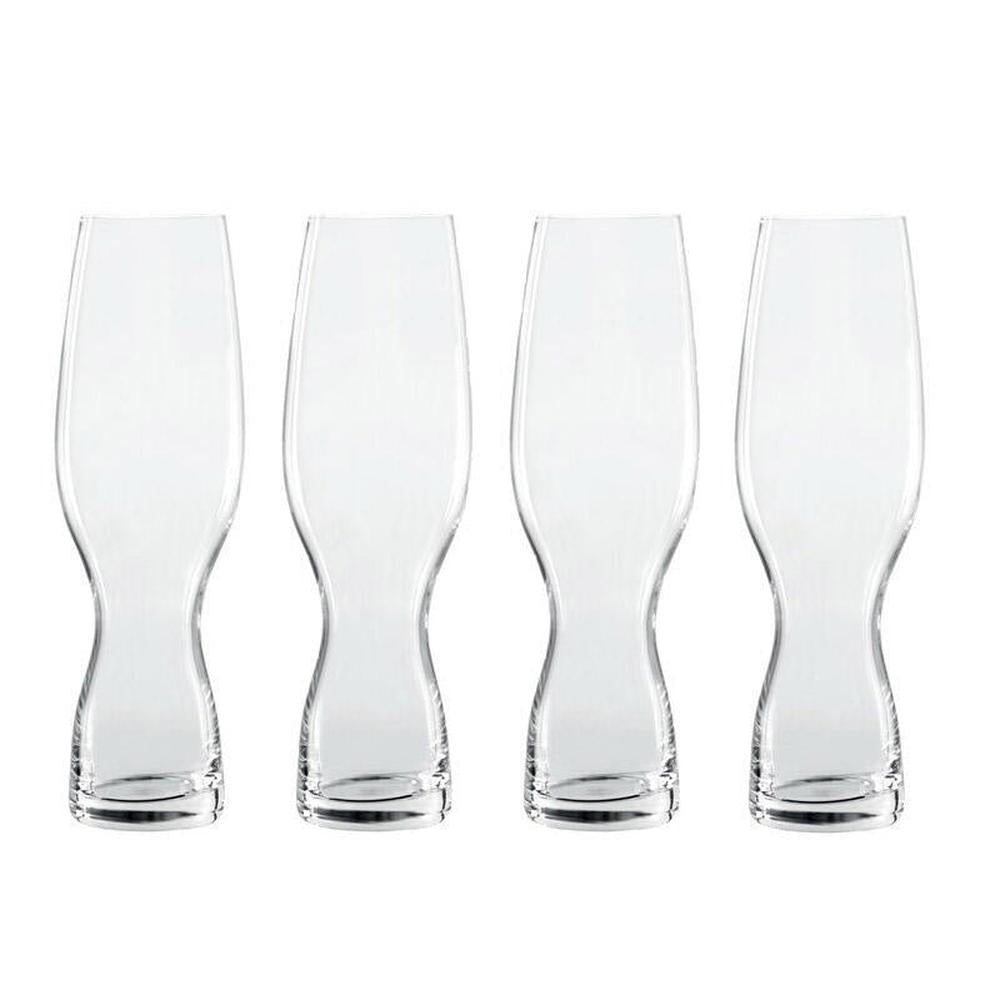 Fire elegante, klare Spiegelau Craft Pils glass i blyfritt krystallglass, 380 ml.