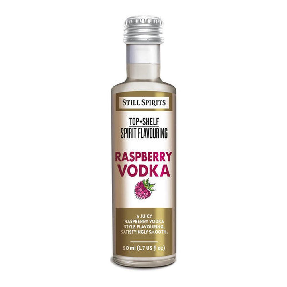 Still Spirits Top Shelf Raspberry Vodka essens 50 ml flaske for hjemmelaget bringebærvodka