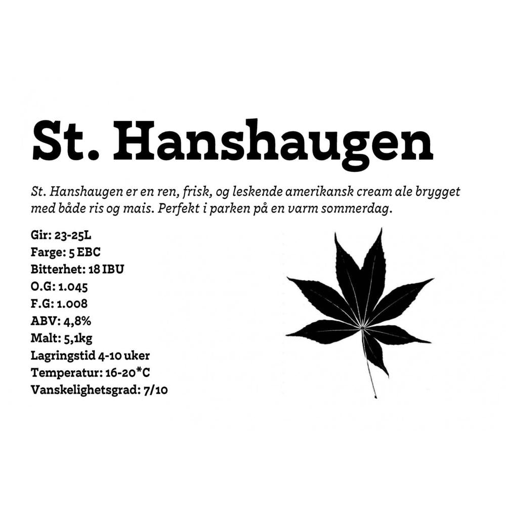 St. Hanshaugen maltsett 23L for lys og frisk amerikansk cream ale.