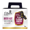 St. Peter's Plum Porter ølsett 20L, hvit eske med logo og plommeillustrasjon, 3kg.