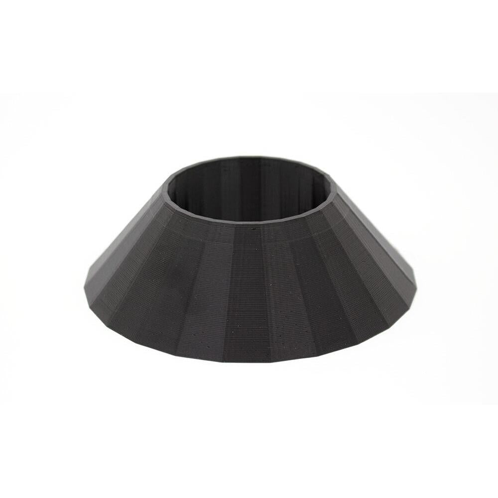 Svart 3D-printet PETG støttefot for Sodastream/AGA CO2 flasker, konisk design med 61mm åpning.