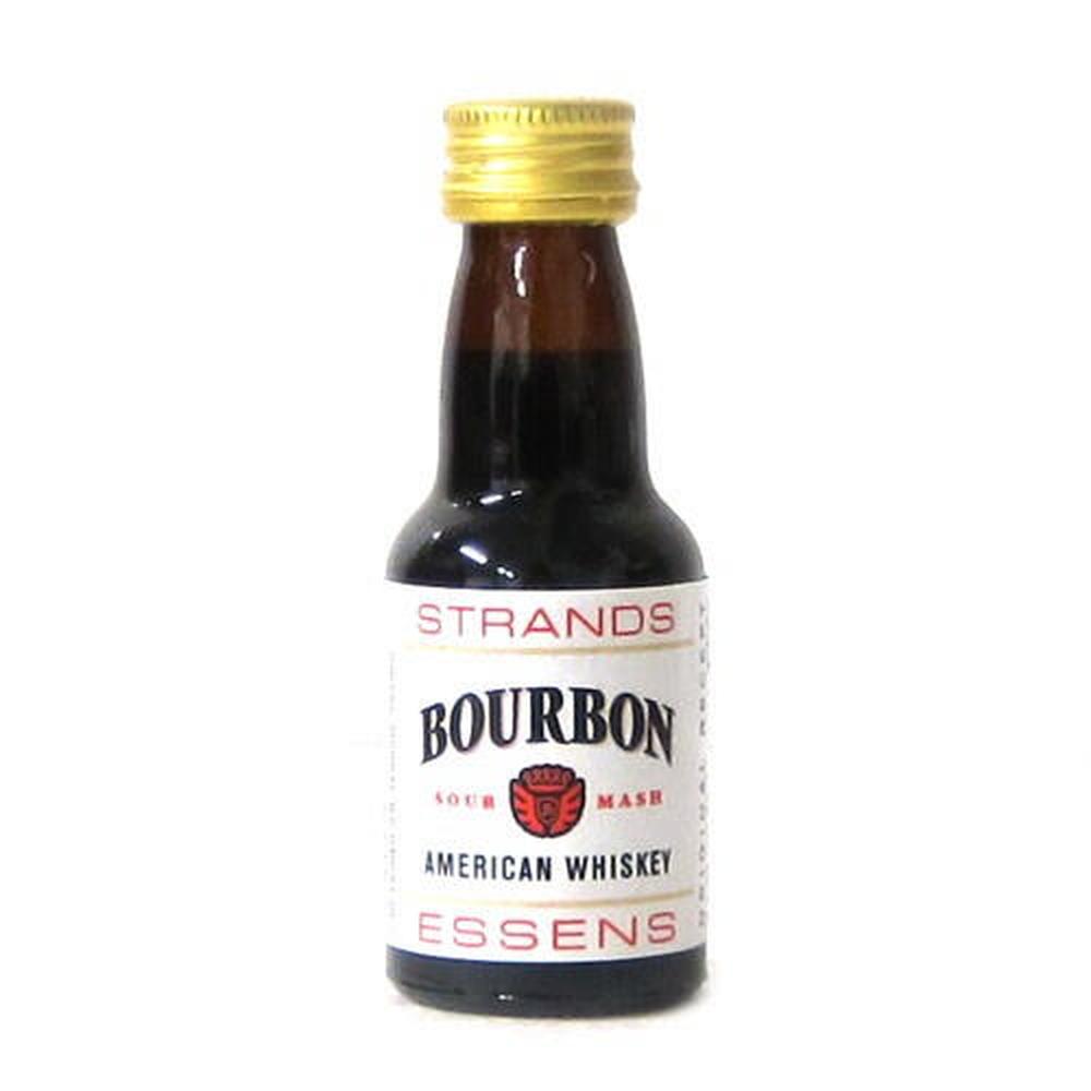 Strands Bourbon Whisky essens i liten glassflaske med gullkork.