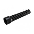 Svart strekkavlaster for 3/8" slange og hurtigkobling, med rillet design.