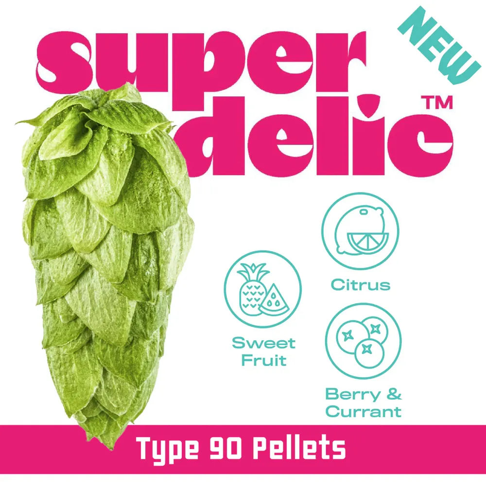 Superdelic humle Type 90 pellets – hjemmebrygg med noter av sitrus, søt frukt og bær.
