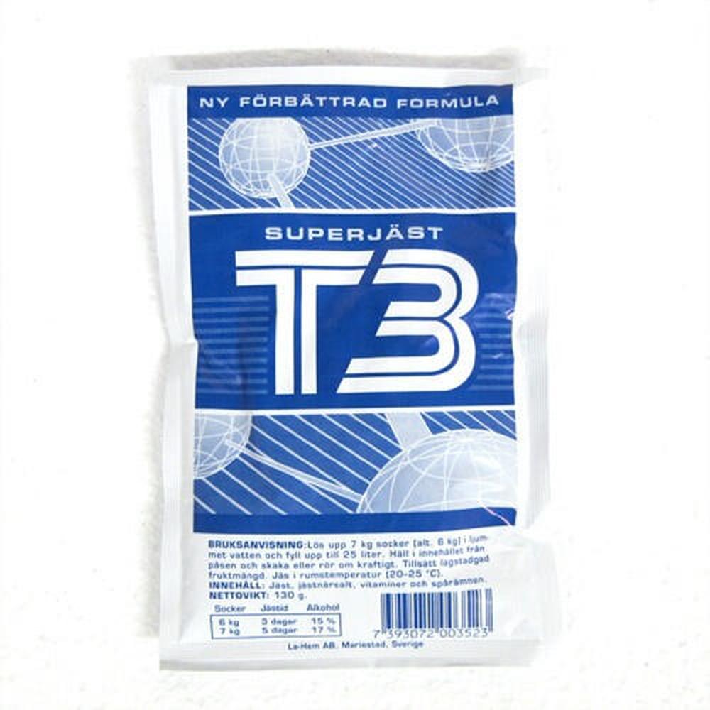 T3 Supergjær 130g pakke for 25 liter sukkermash.