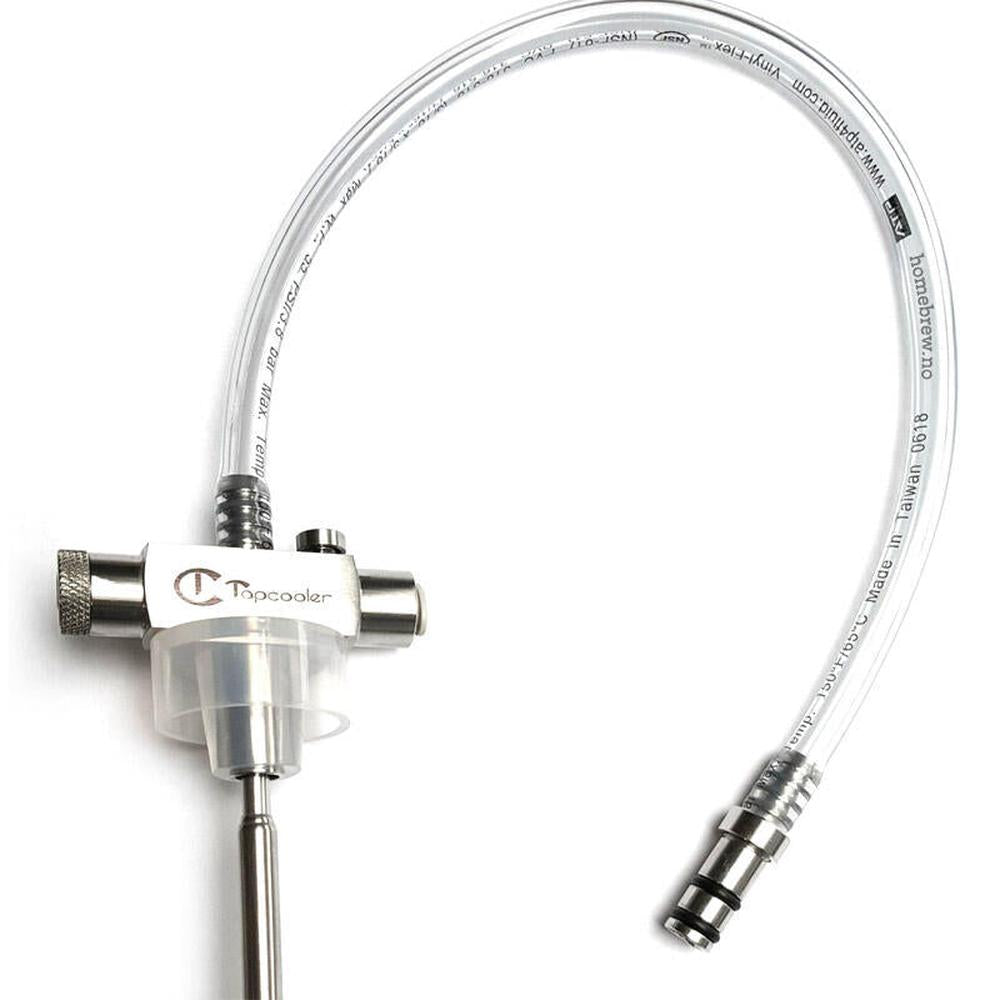 Tapcooler Skjøteslange 30 cm for mottrykksfyller, transparent slange med metallkoblinger.