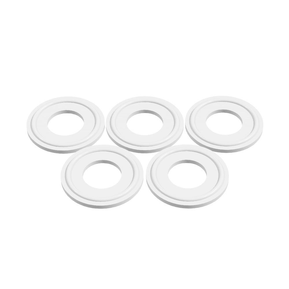 Fem hvite TC-pakninger, 34mm, DN15, for Brewtools fittings.