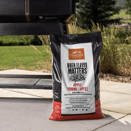 Traeger Apple grillpellets 9kg sekk for røyksmak til kjøtt og bakst.