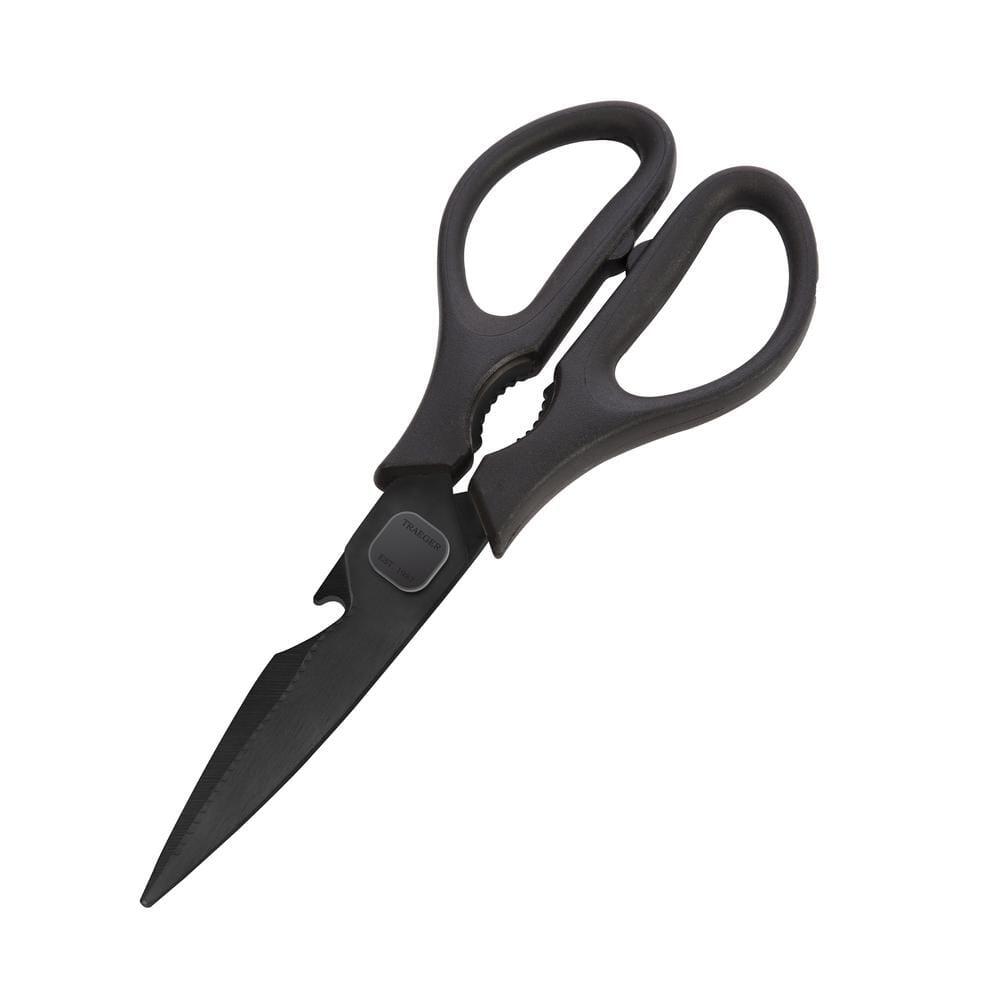 Traeger BBQ kjøttsaks med titanbelagte svarte blader og ergonomisk håndtak, ca. 23 cm.