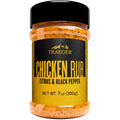 Traeger Chicken Rub krydderblanding 200g med sitrus og sort pepper i gjennomsiktig beholder.