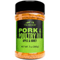 Traeger Pork & Poultry Rub eple & honning 200g i gjennomsiktig beholder med svart lokk og grønn etikett.