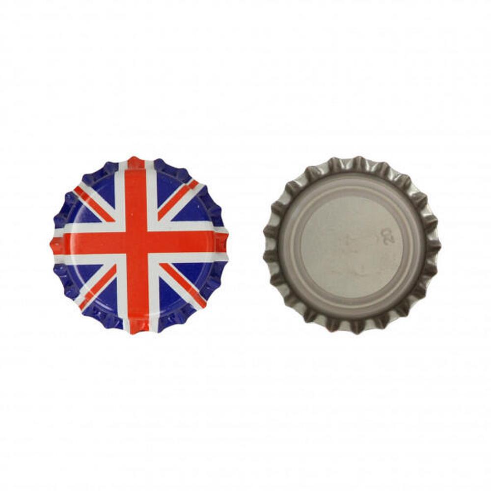 UK Flagg OxyCaps flaskekapsler 26 mm, 100 stk – oksygenabsorberende ølkorker for hjemmebrygg.